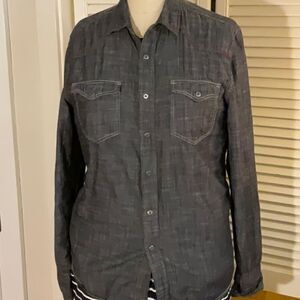 Guess 100% Cotton Western Denim Snap Shirt Medium.